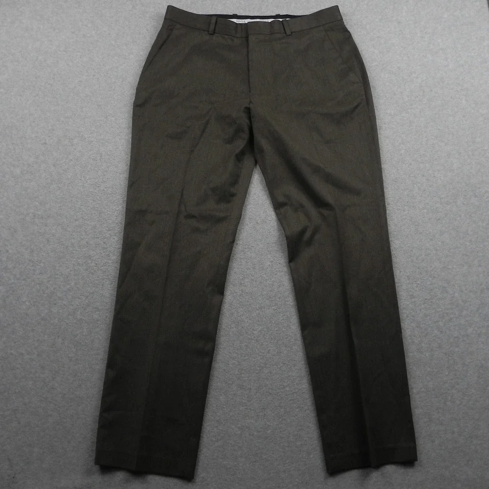 Perry Ellis Portfolio Dress Pants Mens 32x30 Slim Fit Brown Stretch Trousers
